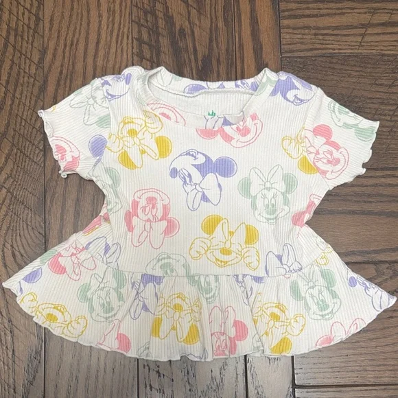 🐭🏰 Disney Baby White Set with Pastel Minnie Mouse Print 🏰🐭 - Picture 6 of 7